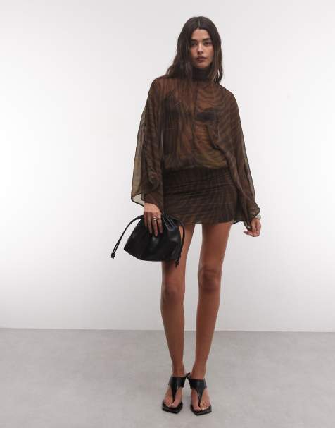 ASOS DESIGN mini-kjole i chiffon med batwing-ærmer og zebraprint - view 1