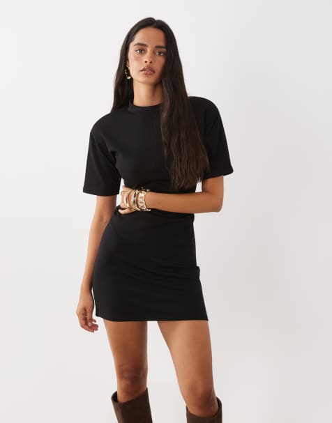 ASOS DESIGN Mini-Kleid mit Drapierung an der Taille in Schwarz - view 1