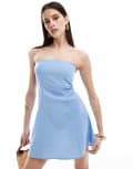 [ASOS DESIGN] ASOS DESIGN mini linen bandeau sundress in blue 16 BLUE