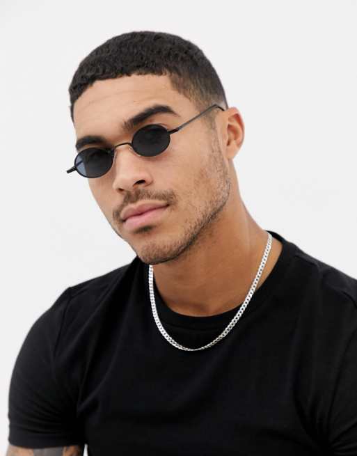 ASOS DESIGN Mini lunettes de soleil ovales avec verres fum s Noir