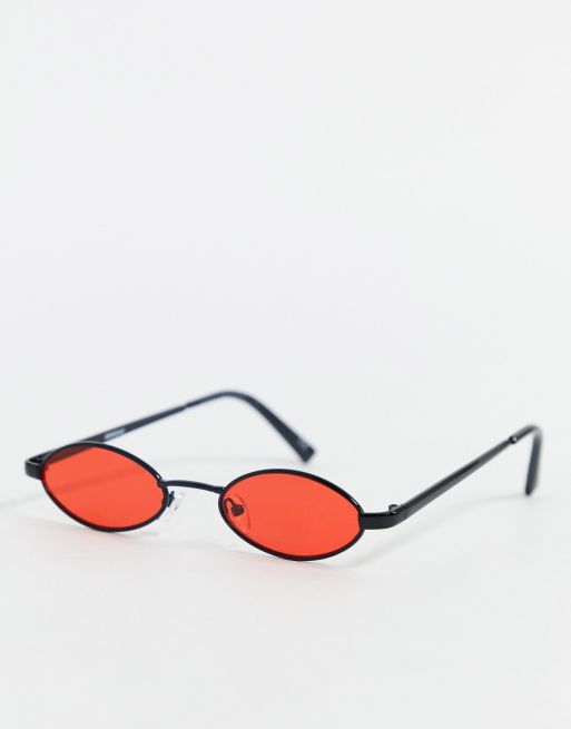 ASOS DESIGN Mini lunettes ovales style ann es 90 verres rouges