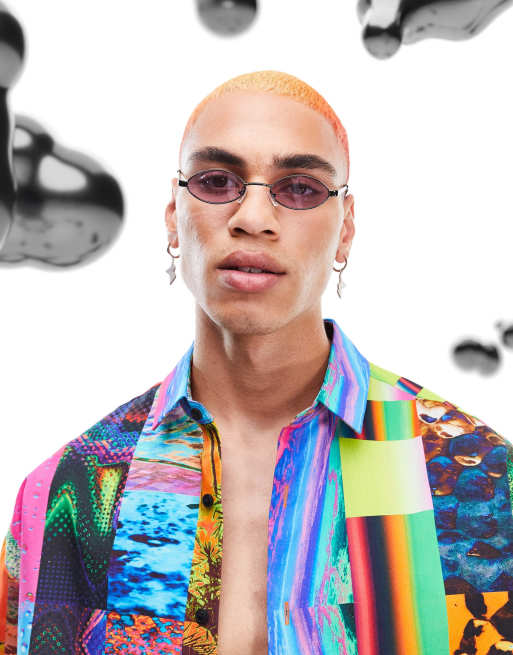 ASOS DESIGN - Mini lunettes ovales style années 90 en acier à verres lilas