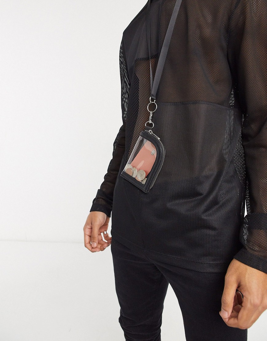 ASOS DESIGN mini neck pouch with detachable strap-Clear