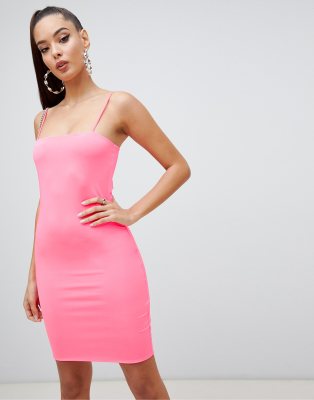 asos pink slip dress