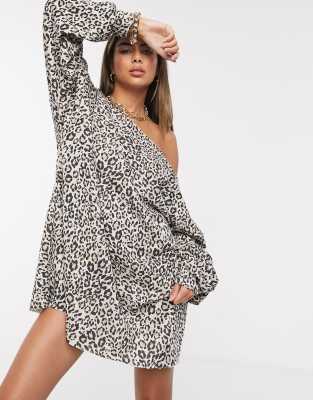 leopard dress off the shoulder