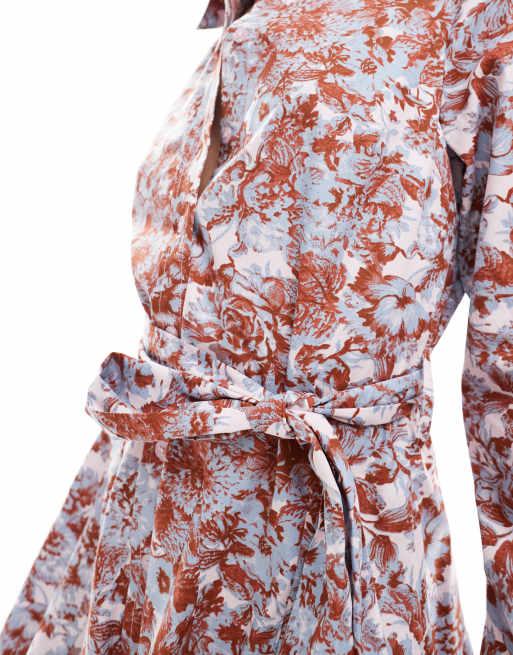 ASOS DESIGN - Mini-overhemdjurk met godet-plooien in bloemenprint, 2 van 4