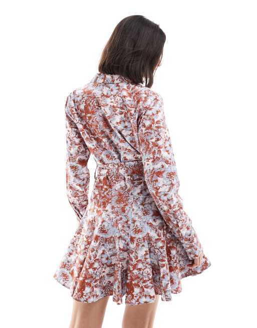 ASOS DESIGN - Mini-overhemdjurk met godet-plooien in bloemenprint, 4 van 4
