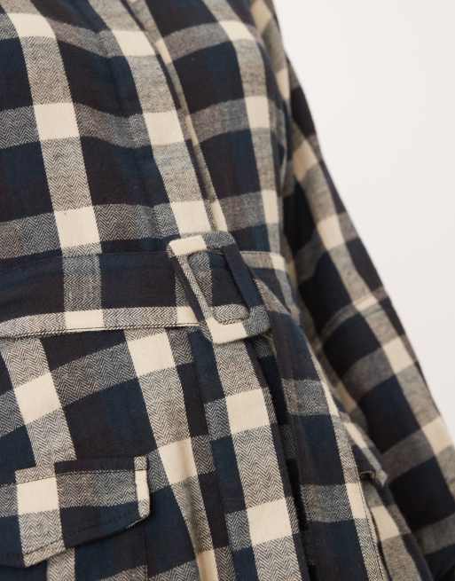 ASOS DESIGN - Mini overhemdjurk met riem in zwart en bruin ruitjesmotief, 3 van 4
