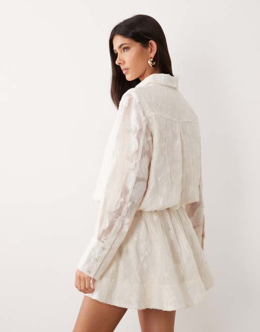 ASOS DESIGN - Mini overhemdjurk van jacquard in crème, 4 van 4