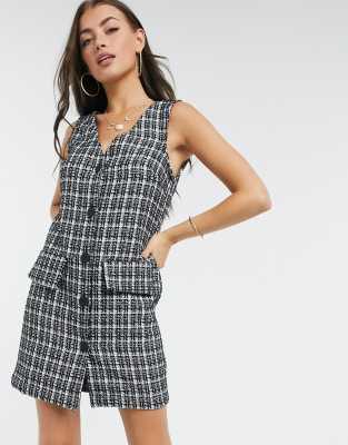 womens red pinafore dress