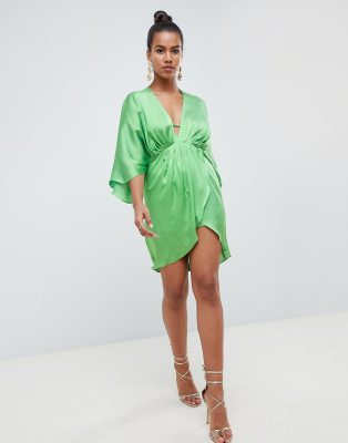 asos green kimono dress