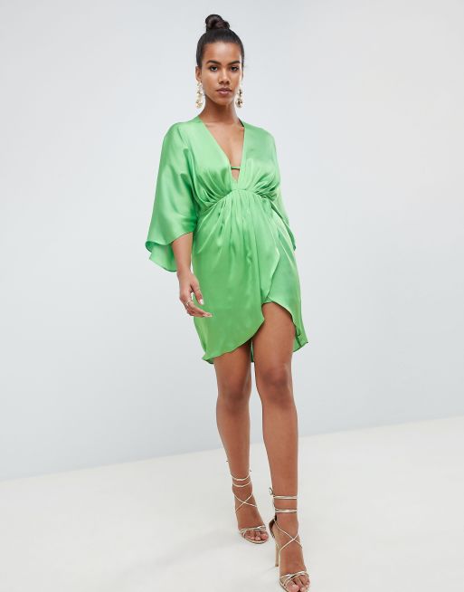 Asos green cheap kimono dress