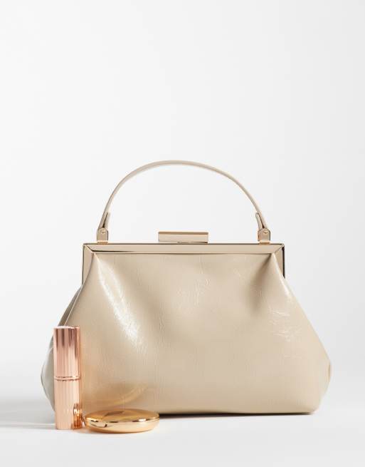 ASOS DESIGN - Mini-pochette à armature texturée - Taupe, 2 de 4