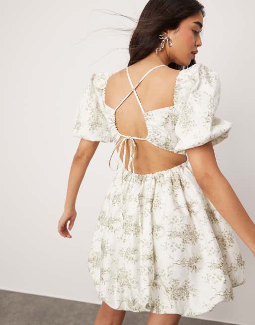 ASOS DESIGN - Mini-pofjurk met korsetlijfje en bloemenprint, 3 van 4