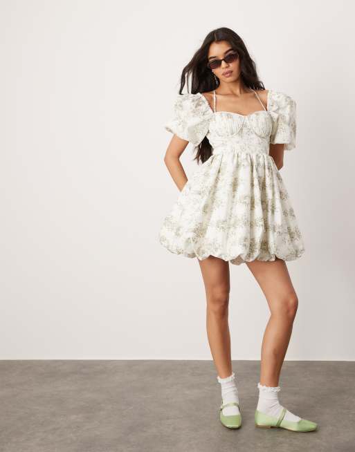 ASOS DESIGN - Mini-pofjurk met korsetlijfje en bloemenprint, 4 van 4