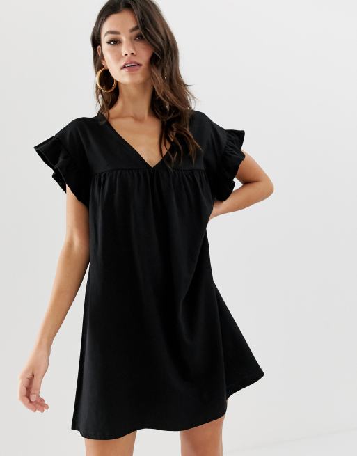 Asos design mini reversible cotton slub smock on sale dress