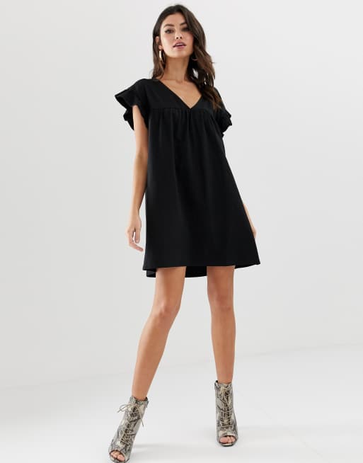 Asos design mini reversible cotton slub smock on sale dress