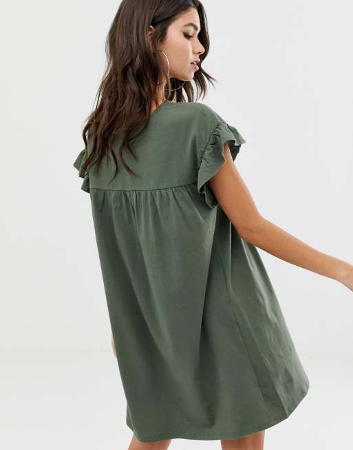 Asos design mini reversible 2025 cotton slub smock dress