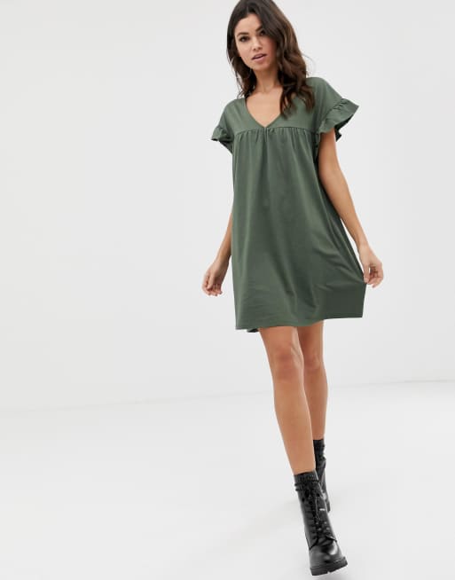 Asos design mini reversible 2025 cotton slub smock dress