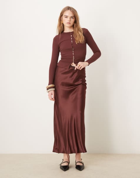 ASOS DESIGN mini rib shrunken cardigan in chocolate - view 1