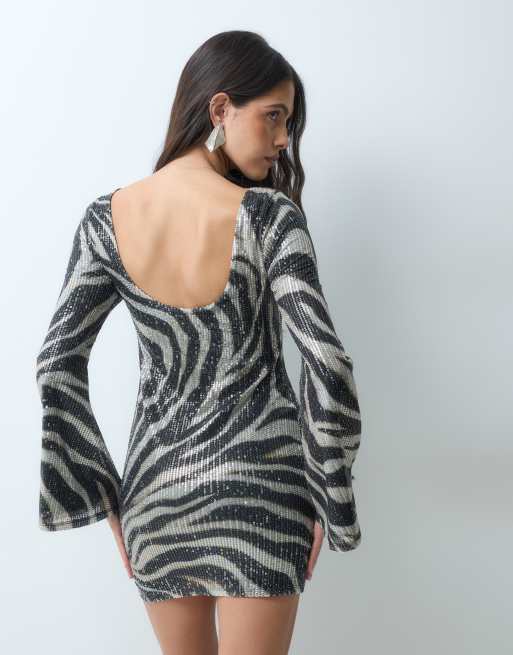 ASOS DESIGN mini-robe à sequins imprimé zèbre, 2 de 5