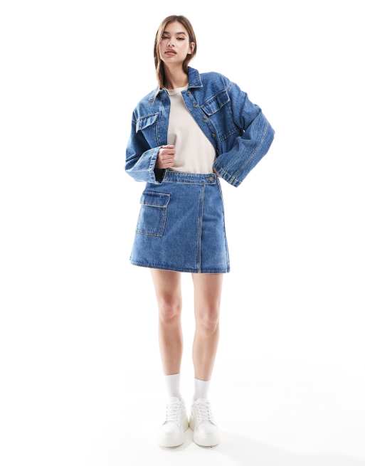 ASOS DESIGN - Mini rok in middenblauw