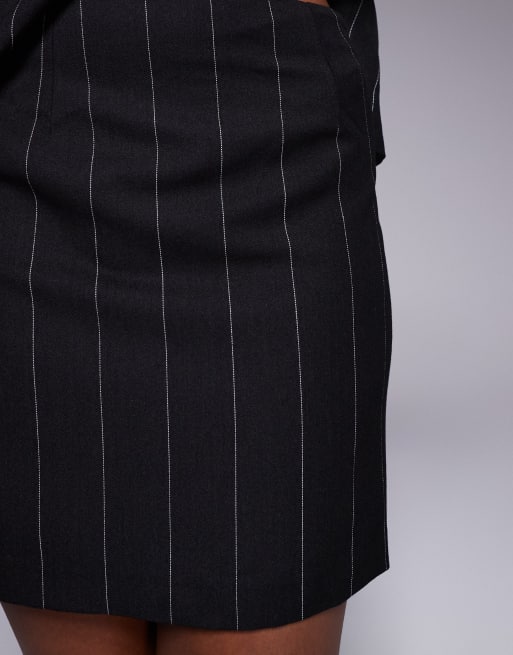 ASOS DESIGN - Mini rok in zwart met krijtstreep, deel van co-ord set, 3 van 5