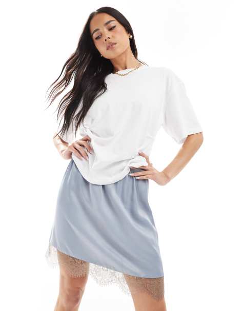 ASOS DESIGN - Mini-rok met kanten zoom in blauw - view 1