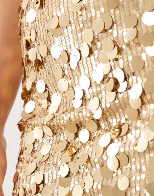 ASOS DESIGN - Mini rok met mix van lovertjes in goud, 5 van 5