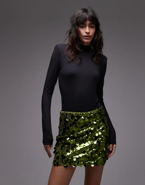 ASOS DESIGN - Mini rok met mix van lovertjes in groen - view 1
