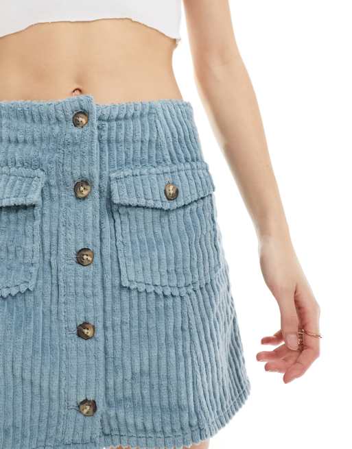 Corduroy rok online blauw