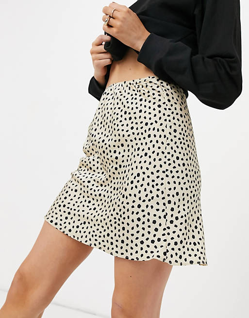 ASOS DESIGN mini satin slip skirt in leopard print