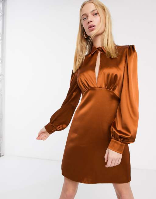 ASOS DESIGN mini satin tea dress with collar ASOS