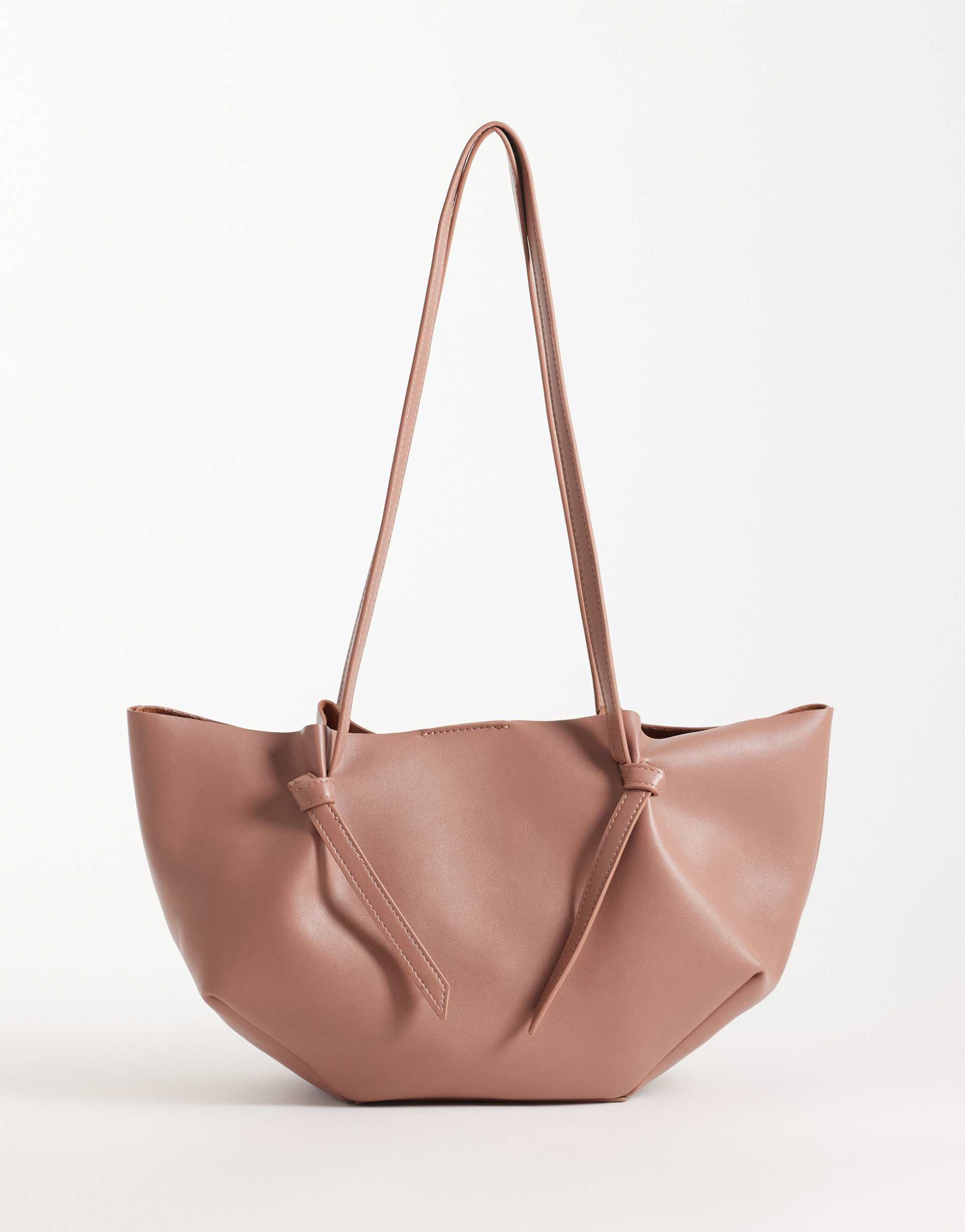 asos design mini scoop pinched tote with internal pouch in dusky pink