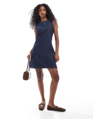 Asos Design Mini Shift Dress In Navy