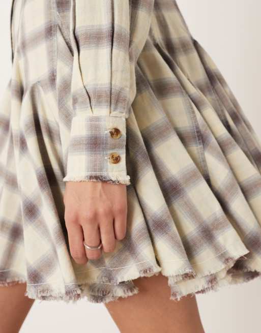 ASOS DESIGN mini shirt dress with nipped in waist and godets
