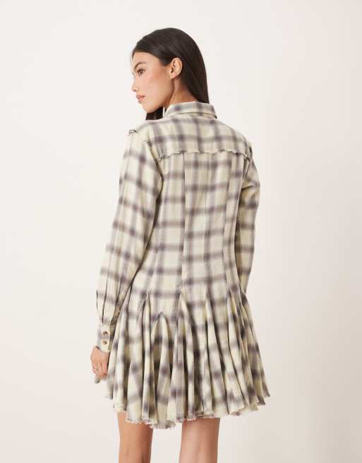 ASOS DESIGN mini shirt dress with nipped in waist and godets