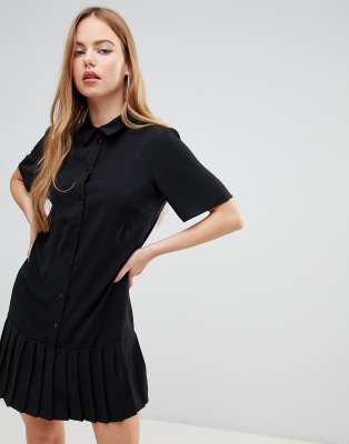 asos black pleated dress