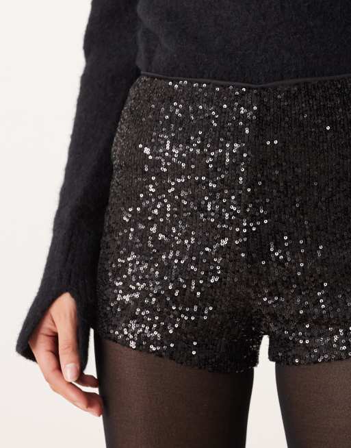 ASOS DESIGN - Mini short bedekt met lovertjes in zwart, 5 van 5