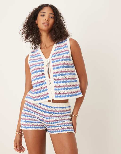 ASOS DESIGN - Mini-short d'ensemble au crochet - Multicolore