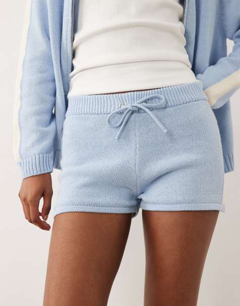 ASOS DESIGN - Mini-short d'ensemble en maille rayée - Bleu - view 1