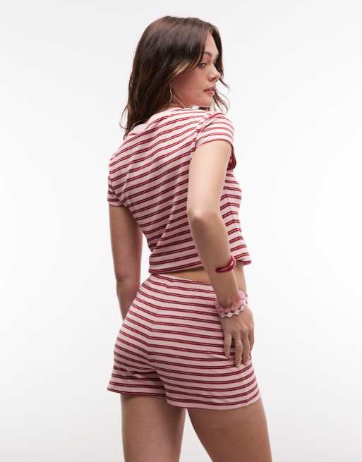 ASOS DESIGN - Mini-short rayé en maille texturée - Rose, 4 de 5