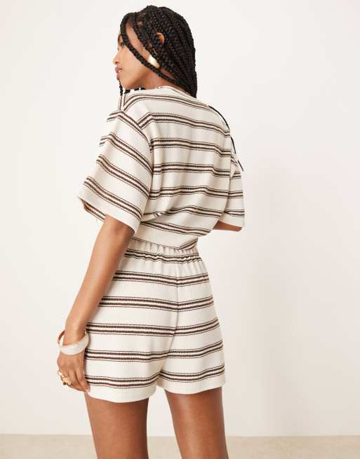 ASOS DESIGN mini shorts in chocolate stripe - part of a set