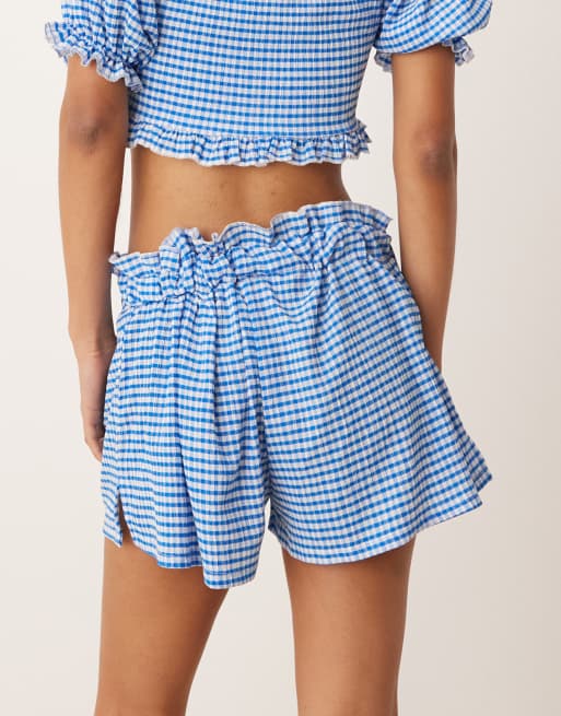 ASOS DESIGN mini shorts in light blue gingham - part of a set, 2 of 5