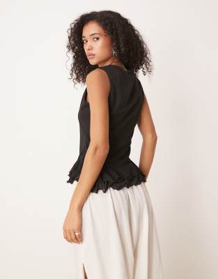 Asos Design Mini Shorts With Contrast Ruffle Detail In Black