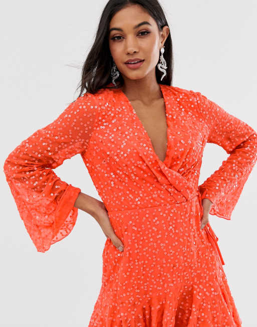 Asos design scattered sequin mini hot sale skater dress