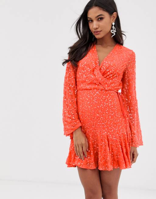 Asos design scattered sequin mini hot sale skater dress