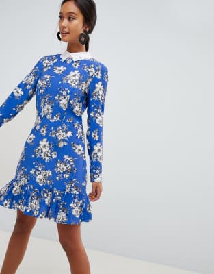 long sleeve floral skater dress
