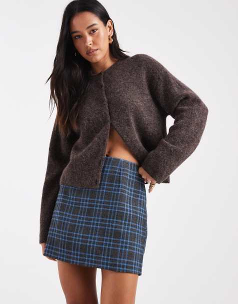 ASOS DESIGN mini skirt in blue plaid - view 1