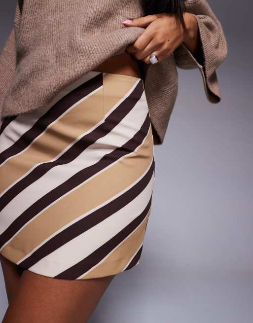 ASOS DESIGN mini skirt in brown stripe, 5 of 5